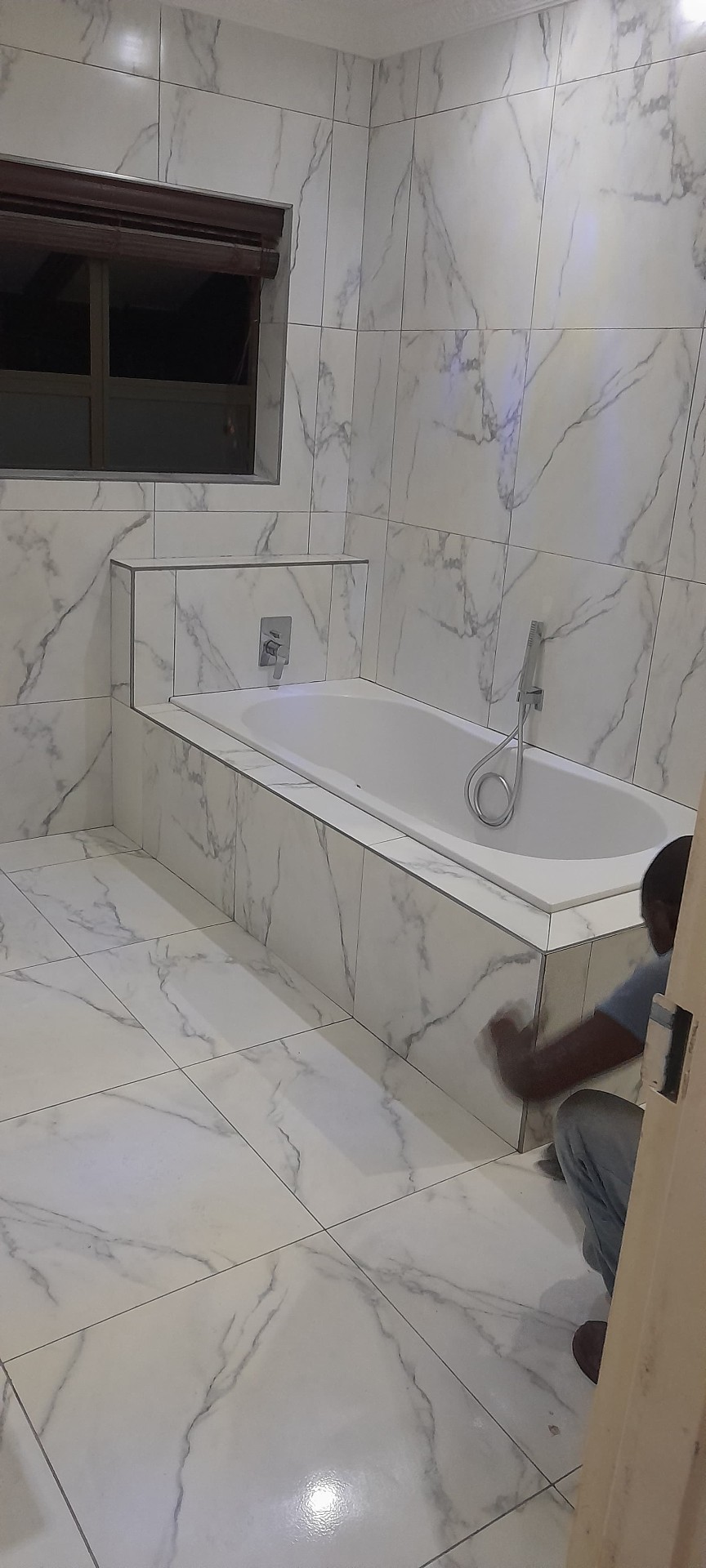 Marble-tile bathroom