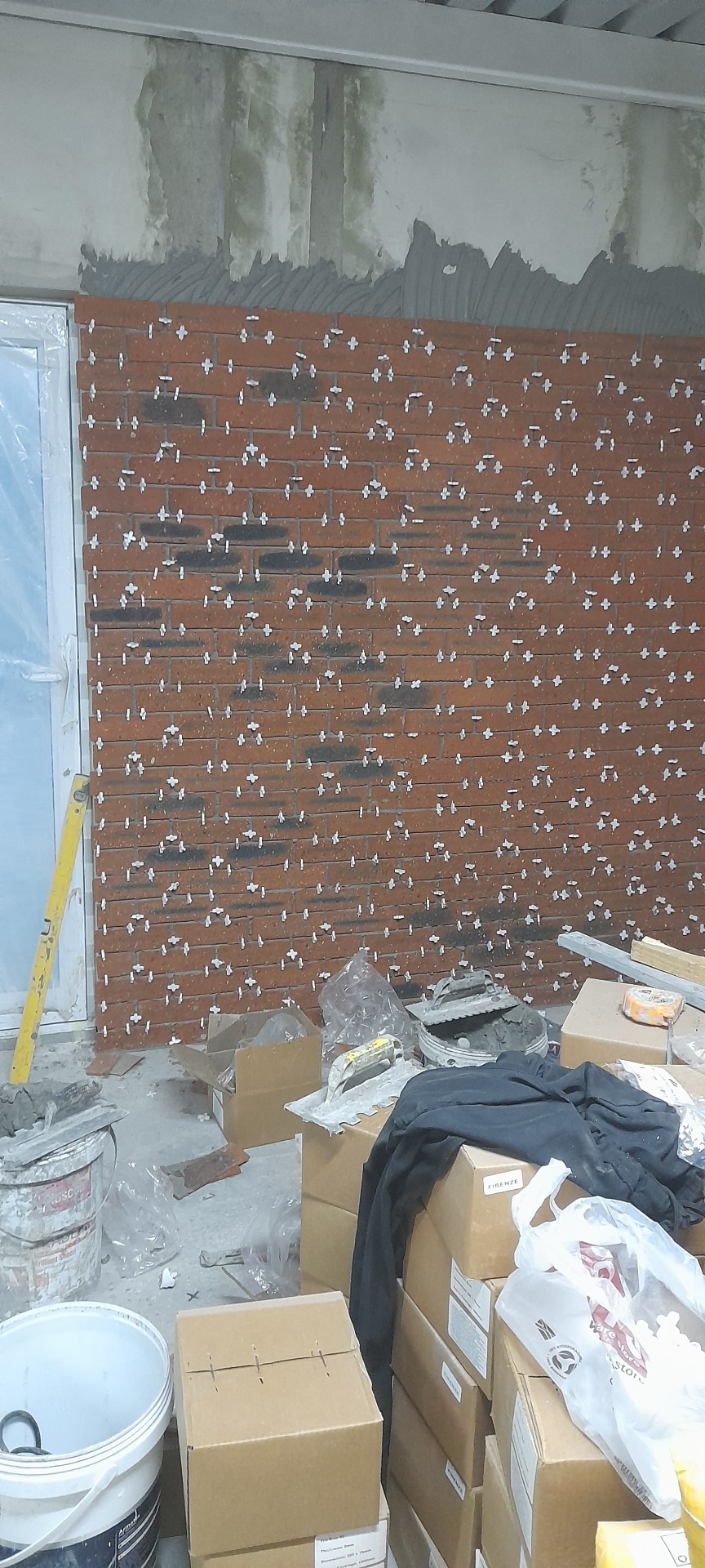 Face-brick feature wall