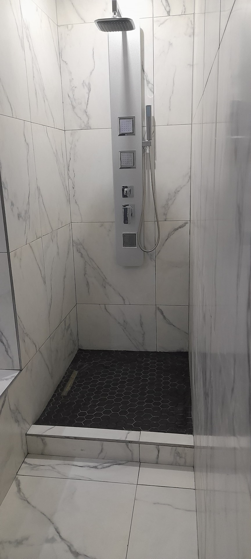 Marble shower finished
